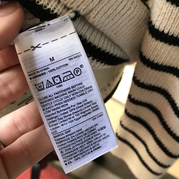 GAP Black & Cream Striped Long Sleeve Sweater Top & New Necklace, M - Picture 10 of 12